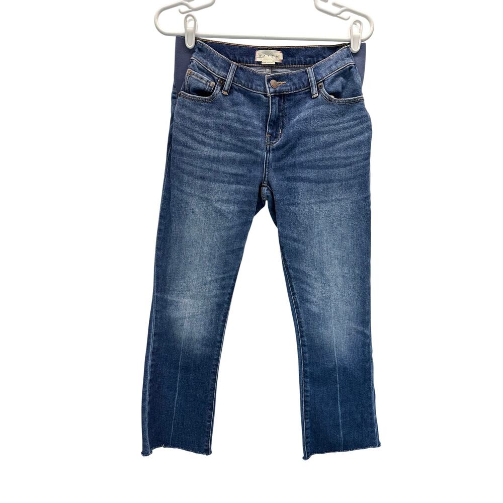 Hatch Maternity Jeans Size Size 25 Side Panels Straight Leg Raw Hem